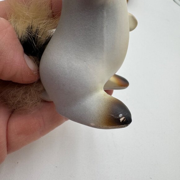 Enesco Japan Vintage Ceramic Raccoon Figurine Fur Tail Robby the Furry Raccoon p - Picture 7 of 11